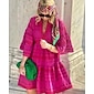 Women's Casual Dress Summer Dress Pink Dress Pink 3/4-Length Sleeve Geometic Striped Pattern 100% Cotton Ruffle Flounced Loose Spring & Summer Spring and Summer Boho Valentine's Day Simple fashion