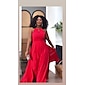 Women's Wedding Guest Wear Cocktail Party Red Semi Formal Elengant Romantic Halter Neck Open Back Jumpsuit dress to impress 2024