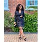 Black Sequin Deep V Wedding Guest/Party/Birthday Long Sleeve Mini Dress Wrap Dress dress to impress 2024