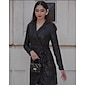 Black Sequin Deep V Wedding Guest/Party/Birthday Long Sleeve Mini Dress Wrap Dress dress to impress 2024