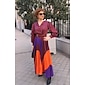 Women's Satin Dress Hem Maxi Purple Long Sleeve Geometic Button Tie Belt Spring V Neck Maxi Dress S M L