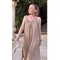 Women's Maxi Cami Dress Resort Wear Tan Satin Essential Casual Loose Fit Vacation Dress Summer