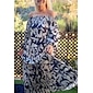 Satin Abstract Graffiti Print Off Shoulder Maxi Dress