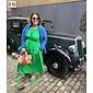 Women's Cotton Maxi Dress Casual Resort Wear Vacation Dress Green Loose Fit Off-Shoulder Puff Sleeve A line Summer Dress