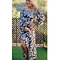 Satin Abstract Graffiti Print Off Shoulder Maxi Dress