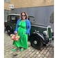 Women's Cotton Maxi Dress Casual Resort Wear Vacation Dress Green Loose Fit Off-Shoulder Puff Sleeve A line Summer Dress