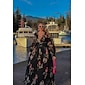 Chiffon Wedding Guest Floral Ruched V Neck Maxi Ascot Dress Wedding Guest Dress