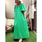 Women's Cotton Maxi Dress Casual Resort Wear Vacation Dress Green Loose Fit Off-Shoulder Puff Sleeve A line Summer Dress