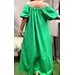 Women's Cotton Maxi Dress Casual Resort Wear Vacation Dress Green Loose Fit Off-Shoulder Puff Sleeve A line Summer Dress