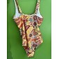 Mujer Bañadores Una pieza Traje de baño Acolchado extraíble Fruncido Damasco bohemio con estampado paisley Amarillo Cuadrado Trajes de baño Estampado nuevo Vacaciones Ropa de playa Estilo playero