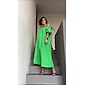 Women's Cotton Maxi Dress Casual Resort Wear Vacation Dress Green Loose Fit Off-Shoulder Puff Sleeve A line Summer Dress