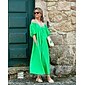 Women's Cotton Maxi Dress Casual Resort Wear Vacation Dress Green Loose Fit Off-Shoulder Puff Sleeve A line Summer Dress