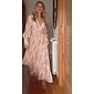 Satin Floral V Neck Maxi Dress White Long Sleeve Wedding Guest Dress Ascot Dress