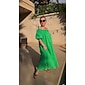 Women's Cotton Maxi Dress Casual Resort Wear Vacation Dress Green Loose Fit Off-Shoulder Puff Sleeve A line Summer Dress