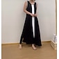 Women's Black Maxi Dress Modal Color Block Sleeveless V Neck A Line Knit Elegant Dress