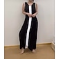 Women's Black Maxi Dress Modal Color Block Sleeveless V Neck A Line Knit Elegant Dress