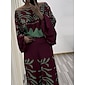 Satin Floral Top & Solid Color Pants Two-piece Set