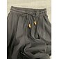 Women's Linen Black Loose Pleated Adjustable Drawstring Dhoti Pants with Pockets