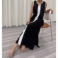 Women's Black Maxi Dress Modal Color Block Sleeveless V Neck A Line Knit Elegant Dress