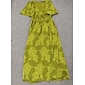 Women's Elegant Dress Yellow Green Short Sleeve Jacquard Jacquard Spring & Summer V Neck Elegant Dress Date Vacation S M L