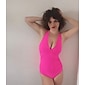 Triangle V-Neck Petal Border One-Piece Swimsuit