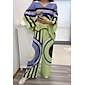 Satin V Neck Geometric Print Poncho Blouse