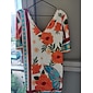 Femme Robe imprimée Mini robe Orange Demi Manches Fleurs Style floral Imprimé Eté Col V Robes Vacances XS S M