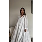 Women's Linen Cotton Blend White Dress Button V Neck Solid Color Boho Maxi Dress