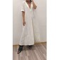 Women's Linen Blend White V Neck A Line Maxi Dress