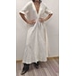 Women's Linen Blend White V Neck A Line Maxi Dress