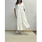 Women's Linen Blend White V Neck A Line Maxi Dress