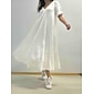 Women's Linen Blend White V Neck A Line Maxi Dress