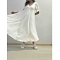 Women's Linen Blend White V Neck A Line Maxi Dress