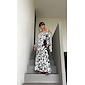 Satin Abstract Graffiti Print Off Shoulder Maxi Dress