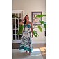 Satin Floral Botanical V Neck Sleeveless Maxi Dress