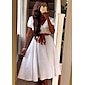 Women's Linen Blend White V Neck A Line Maxi Dress