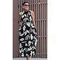 Women's Casual Dress Maxi Dress Black White Royal Blue Sleeveless Leaves Belted Spring & Summer Round Casual Daily beach vacation S M L