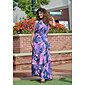 Femme Robe de Mousseline Robe Maxi Bleu Violet Sans Manches Floral A Volants Imprimé Printemps été Tour Robe Motif XS S M