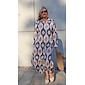 Satin Geometric Print Notch Lapel Maxi Shirt Dress