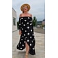 Women's Elegant Dress Midi Dress Black 3/4 Length Sleeve Polka dot print Asymetric Hem Off the Shoulder Spring & Summer Off Shoulder Elegant Romantic S M L