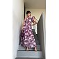 Chiffon Wedding Guest Rose Red Floral One Shoulder Short Sleeve Maxi Dress