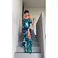 Chiffon Wedding Guest Floral Ruffle Split Ends Sleeveless Maxi Dress