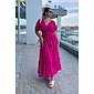 Rose Red Chiffon Wedding Guest/Vacation/Party Halter V Neck Tie Back Smock Maxi Dress dress to impress 2024