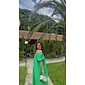 Women's Cotton Maxi Dress Casual Resort Wear Vacation Dress Green Loose Fit Off-Shoulder Puff Sleeve A line Summer Dress