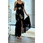 Chiffon Wedding Guest Floral Ruffle Hem Party Sleeveless Maxi Dress