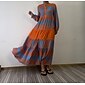 Plants Linear Button Up Crew Neck Ethnic Casual Maxi Dress