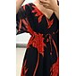 Women's Print Dress Maxi Dress Black 3/4 Length Sleeve Leaf Printing Flower / Plants Printing Spring & Summer V Neck Beach S M L