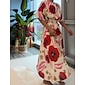 Floral Elastic Waist Half Sleeve Midi Dress