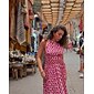 Vestido feminino maxi rayon estampa geométrica acabamento em renda férias casual diário primavera verão outono