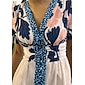 Abito lungo da donna, ampio, da resort, con stampa floreale, manica corta, arcobaleno, primavera ed estate, scollo a V, vestito da vacanza
